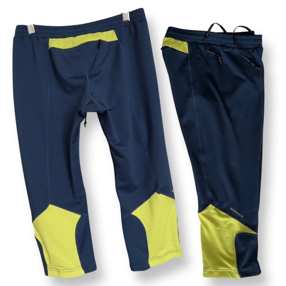 Brooks Running 7/8 Capri Track Pant Legging Navy / Neon - Picture 4 of 16
